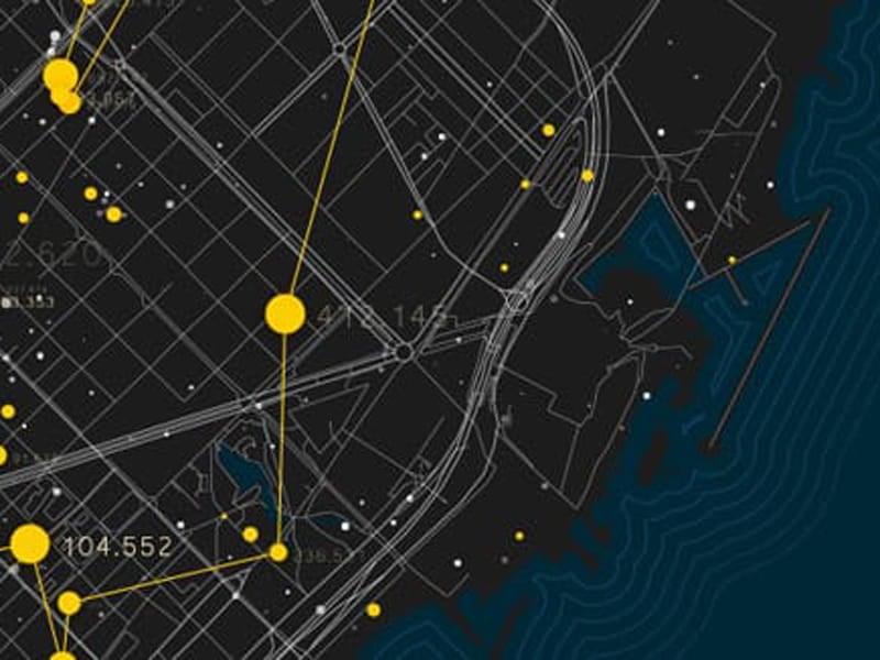 Map with indicated data points.