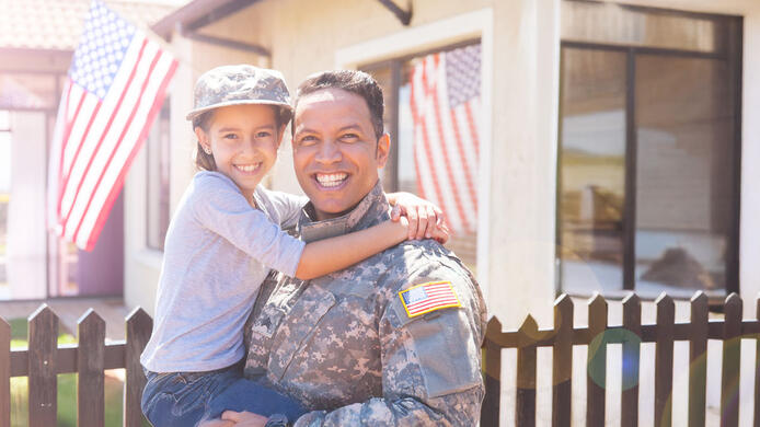 Military man with daughter