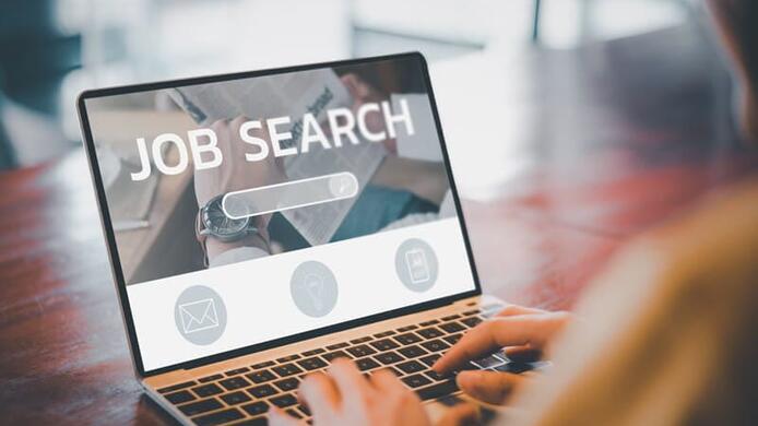 female doing a job search on her computer