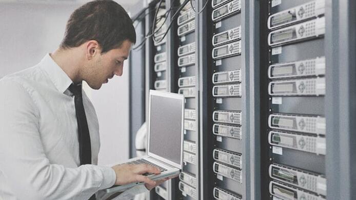 businessman using computer for business system administration