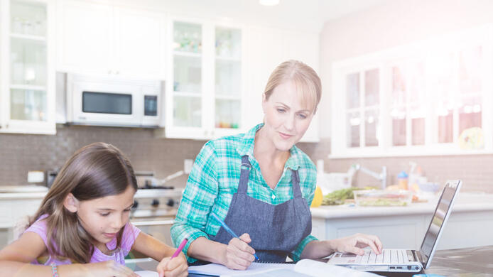 Mother student with daughter