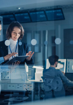 Technology team working in a data office