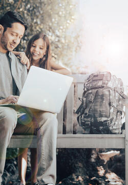 Military man with daughter