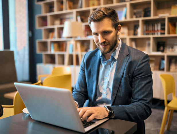 Legal expert on laptop