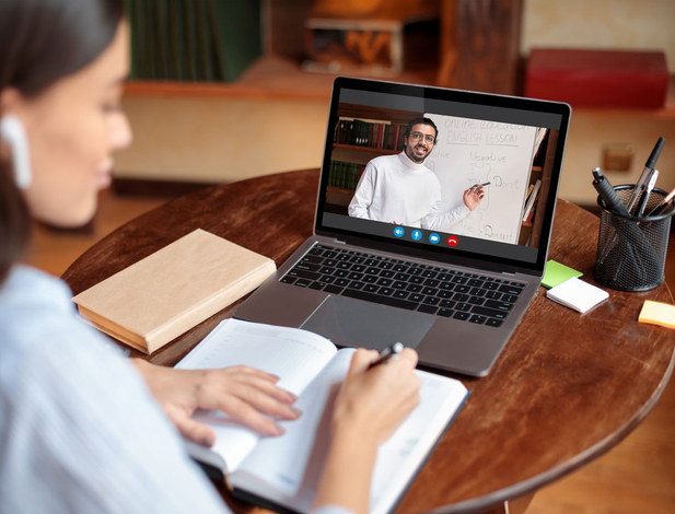 Online student on laptop