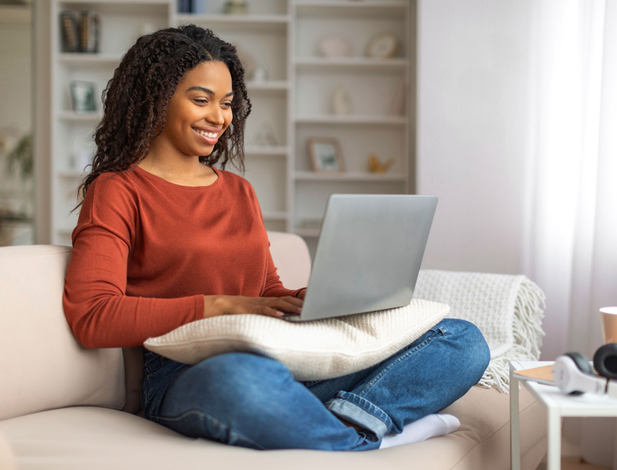 Woman on laptop at home