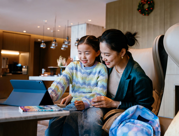 Mother and daughter reading