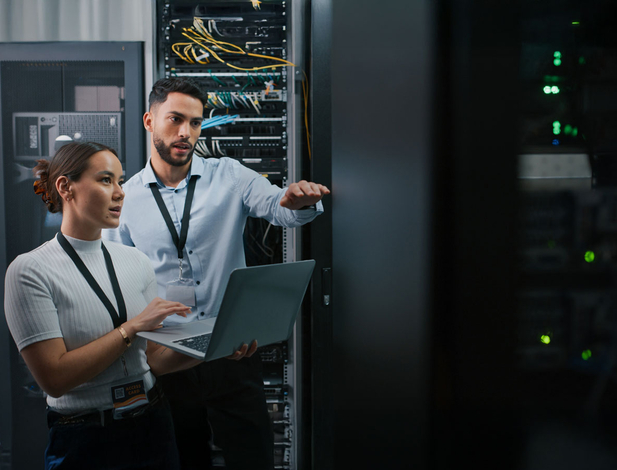 Networking tech team at work