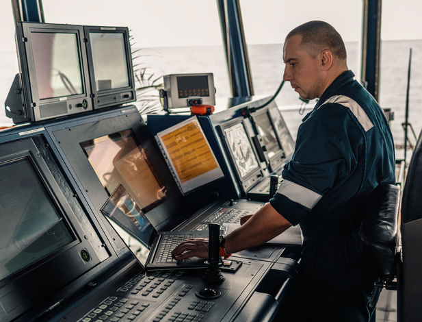 Radio operator on a ship