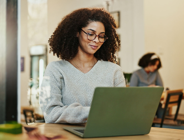 Online student on the laptop