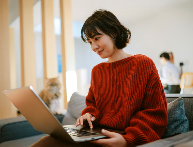 Online student on the laptop