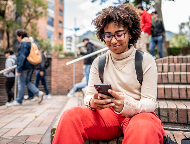 Student on the phone