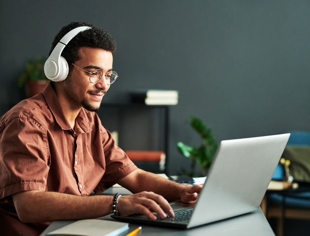 Online student on laptop