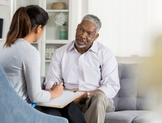 Counselor with patient