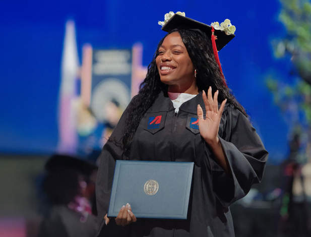 Graduate on graduation day