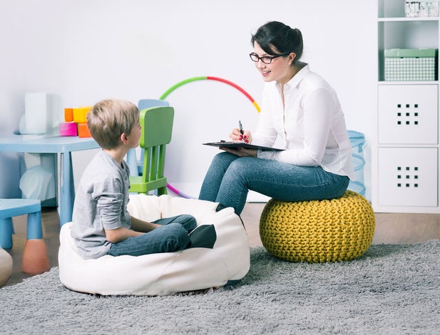 Counselor with child