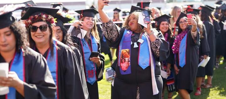 Students in line at commencement.