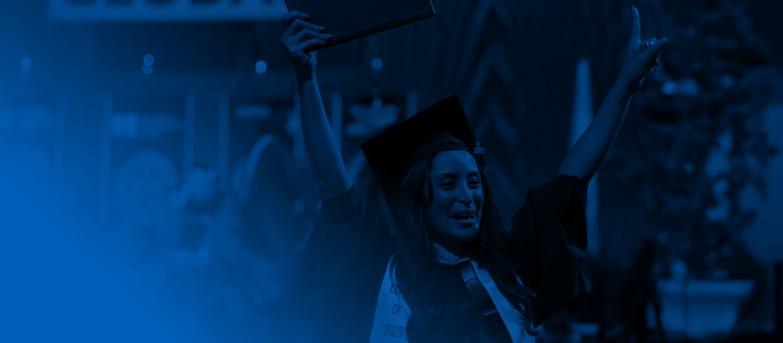 Graduating student cheering