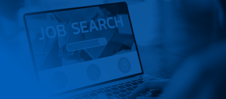 female doing a job search on her computer