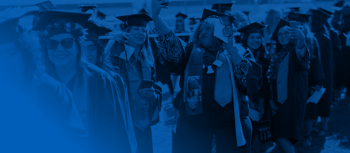 Students in line at commencement.