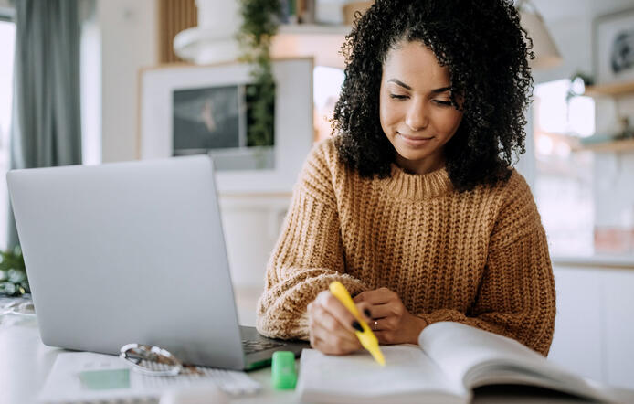 Online student taking a test