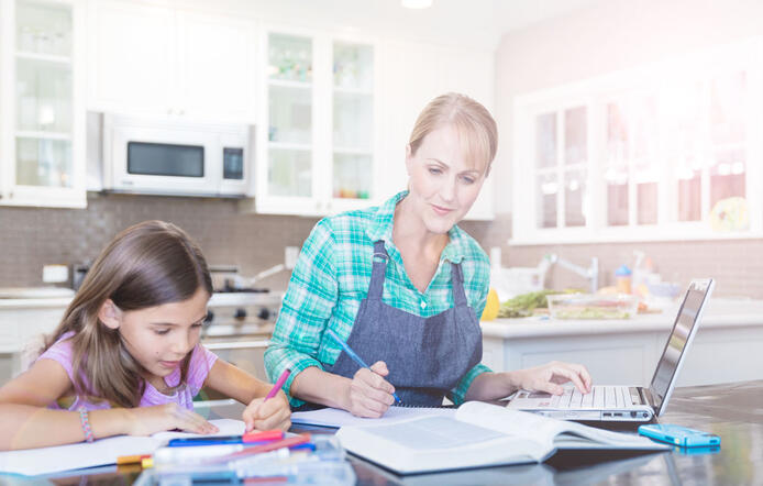 Mother student with daughter