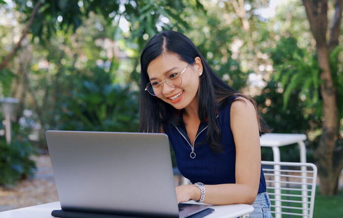 Student Studying Outside