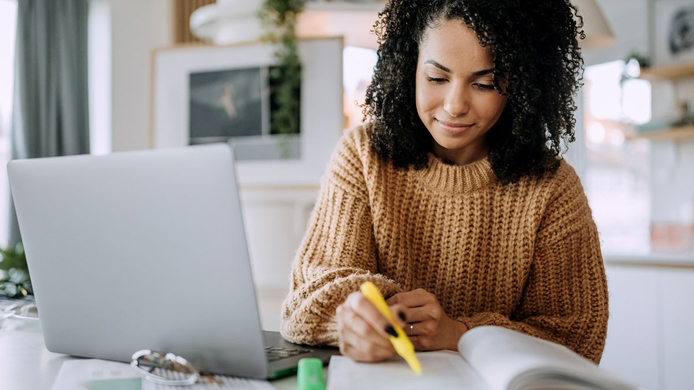 Online student taking a test